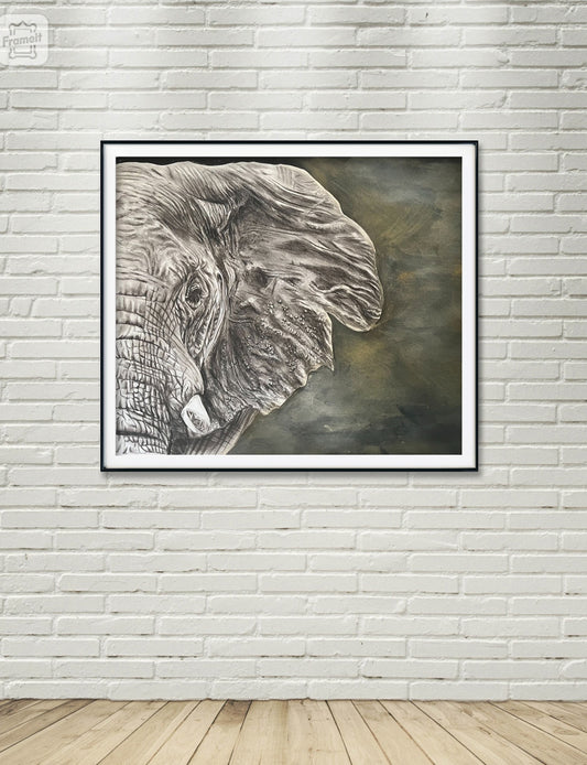 Elephant Mixed Media Fine Art Portrait by Abigail Kahraman