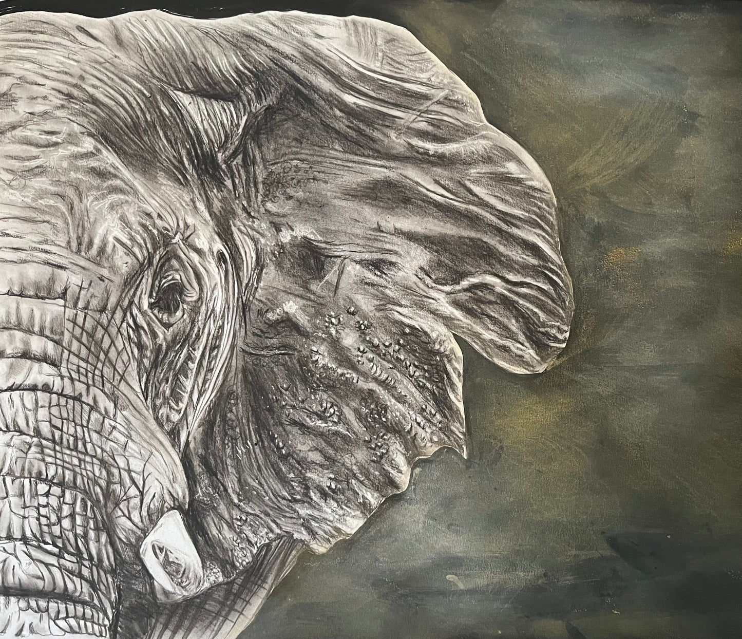 Elephant Study Mixed Media A5 Print